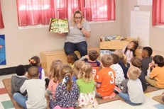 Teacher teaching Educational Games to kids